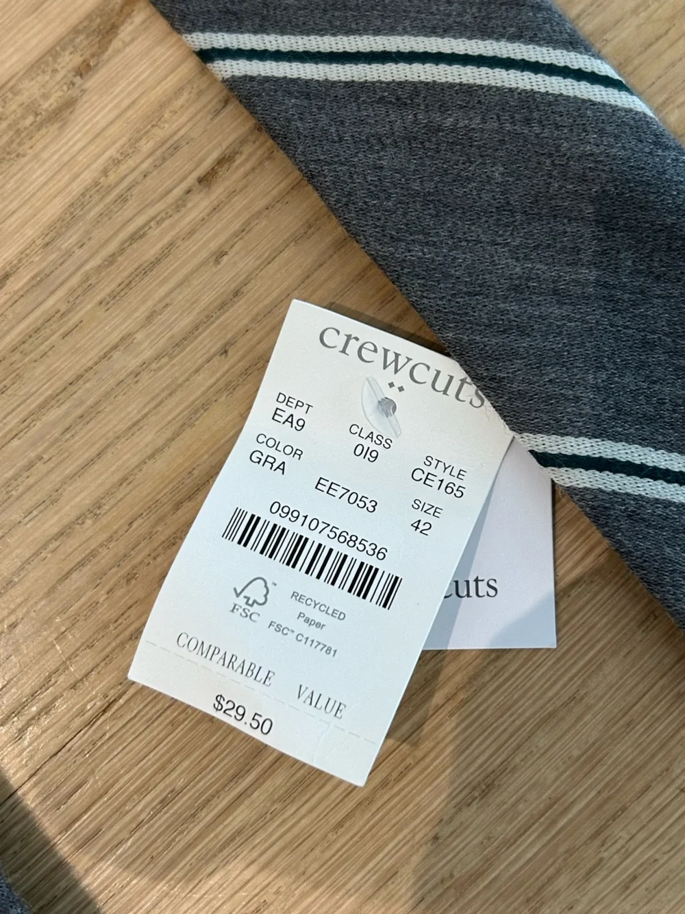 Crewcuts Gray Stripe Slim Tie